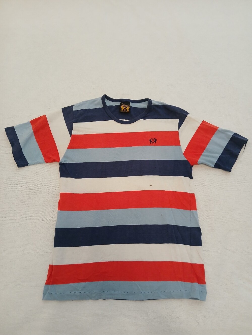 VTG Small/Med 80s Hands Off Striped Colorblock Cotton/Polly
